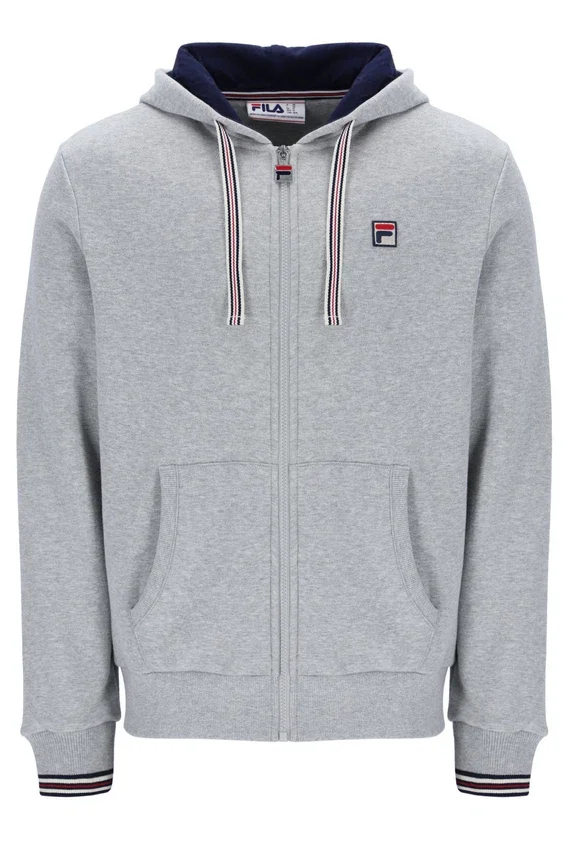 Grau melierter Tenconi-Hoodie mit Reißverschluss