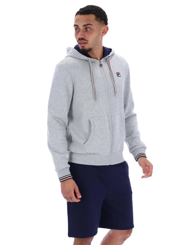Grau melierter Tenconi-Hoodie mit Reißverschluss