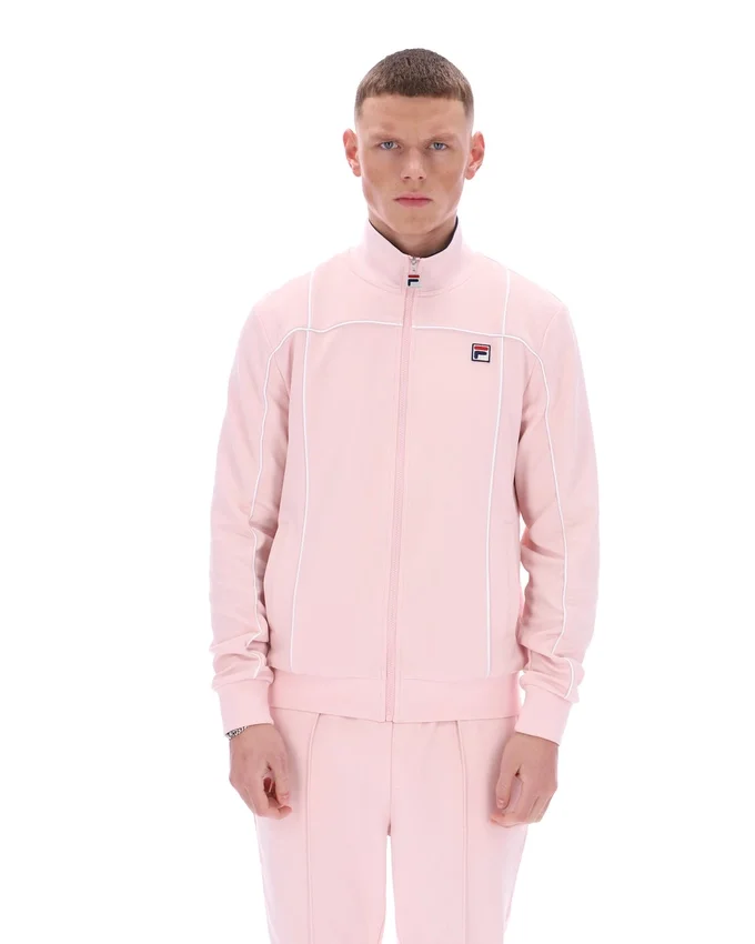 Hellrosa Armando Trainingsjacke mit kontrastierenden Paspeln