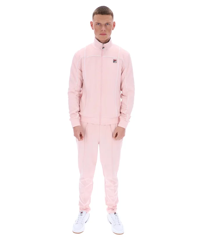 Hellrosa Armando Trainingsjacke mit kontrastierenden Paspeln