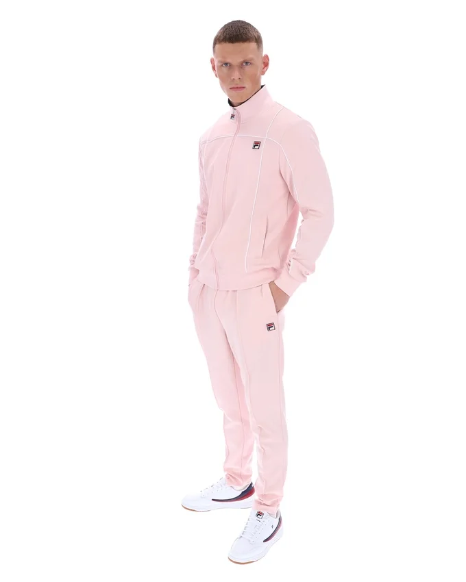 Hellrosa Armando Trainingsjacke mit kontrastierenden Paspeln