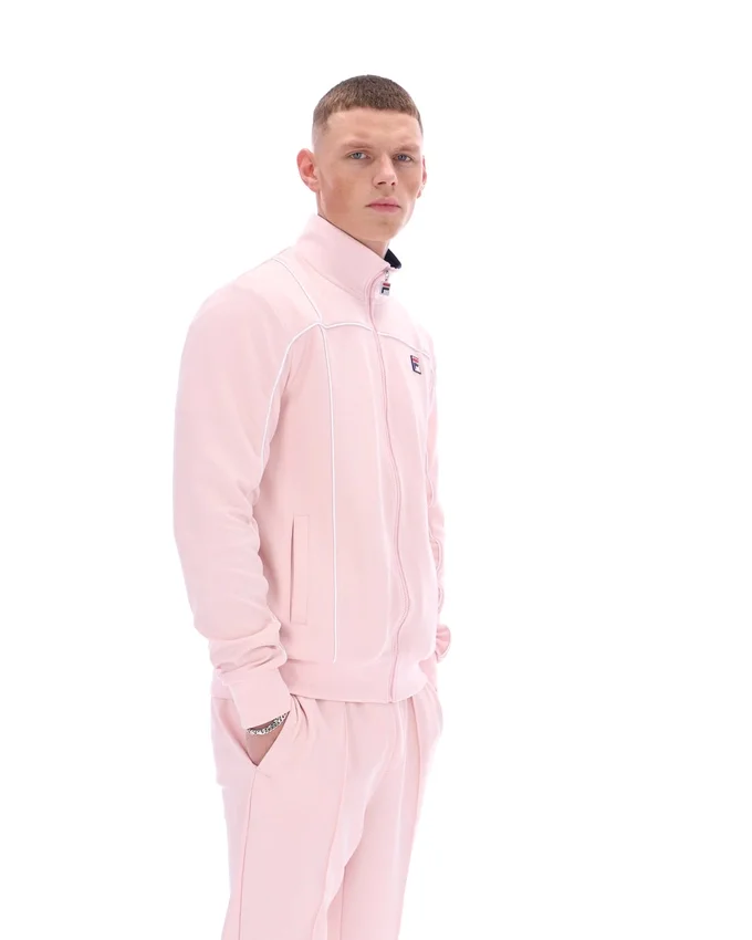 Hellrosa Armando Trainingsjacke mit kontrastierenden Paspeln