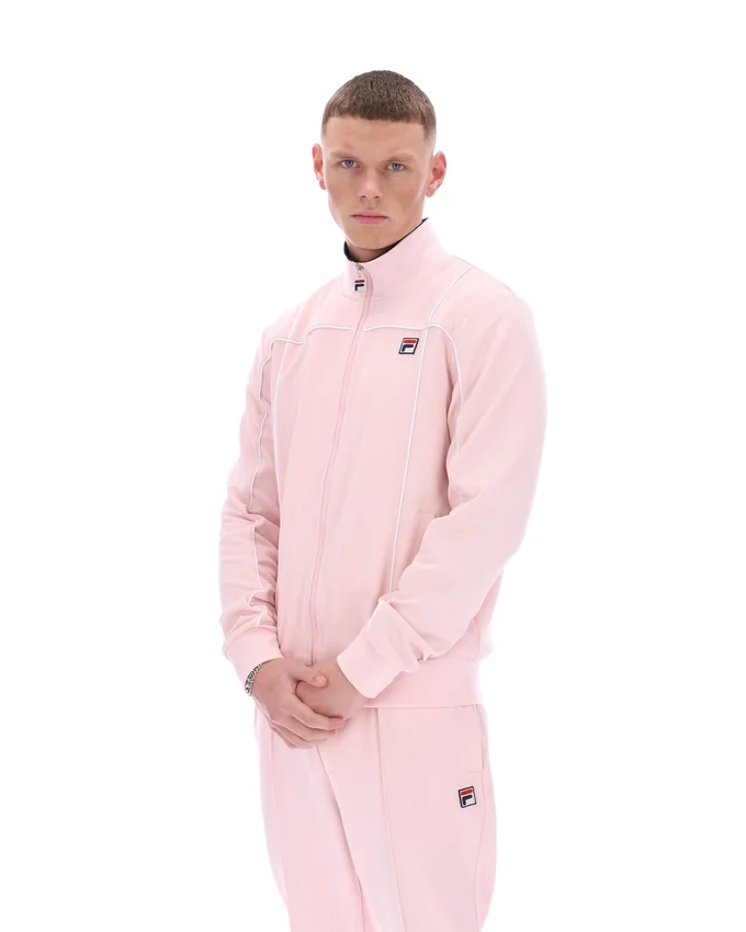 Hellrosa Armando Trainingsjacke mit kontrastierenden Paspeln