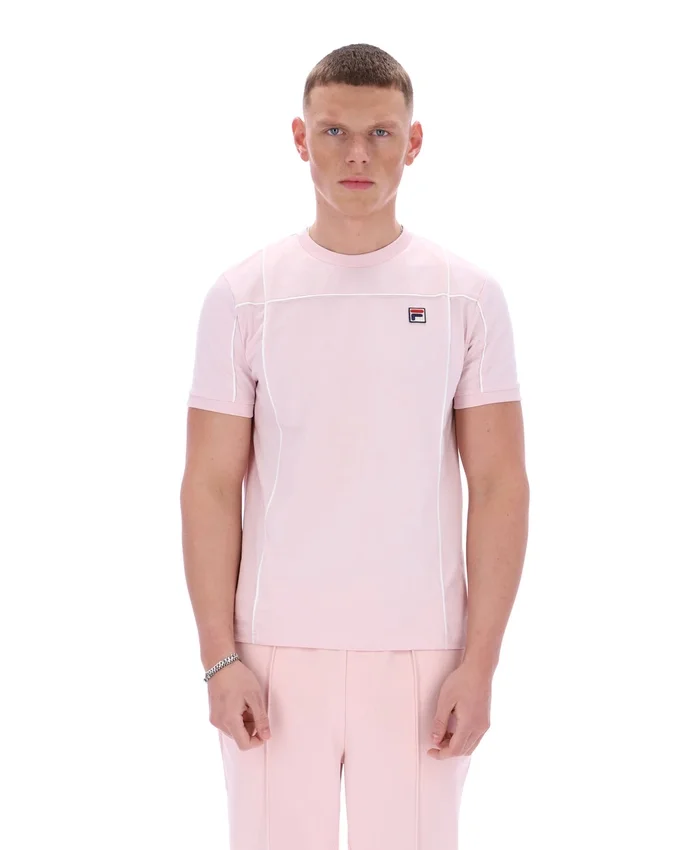 Hellrosa Terri-T-Shirt mit Kontrastpaspel