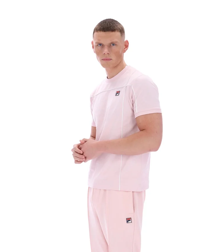 Hellrosa Terri-T-Shirt mit Kontrastpaspel