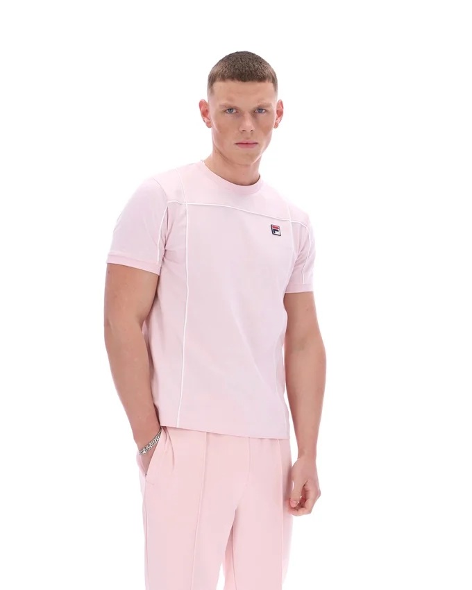 Hellrosa Terri-T-Shirt mit Kontrastpaspel
