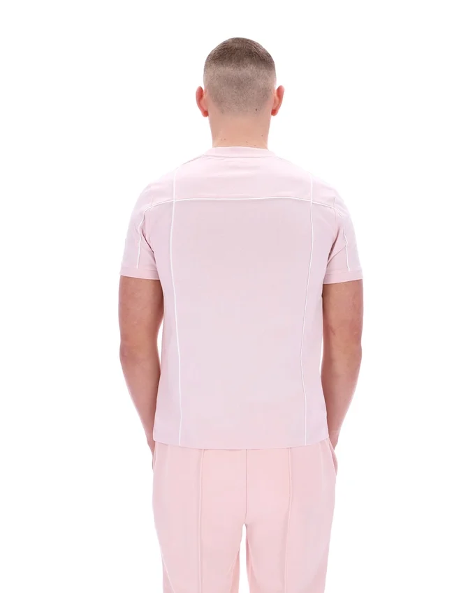Hellrosa Terri-T-Shirt mit Kontrastpaspel
