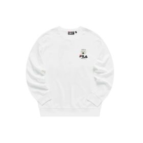Herren-Pullover von Fila x Pepe Shimada im Crossover-Cartoon-Print mit Rundhalsausschnitt, weiß