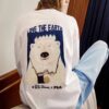Herren-Pullover von Fila x Pepe Shimada im Crossover-Cartoon-Print mit Rundhalsausschnitt, weiß