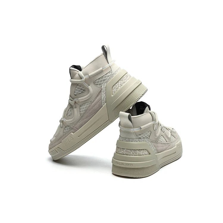 Hohe Retro-Basketballschuhe Grau
