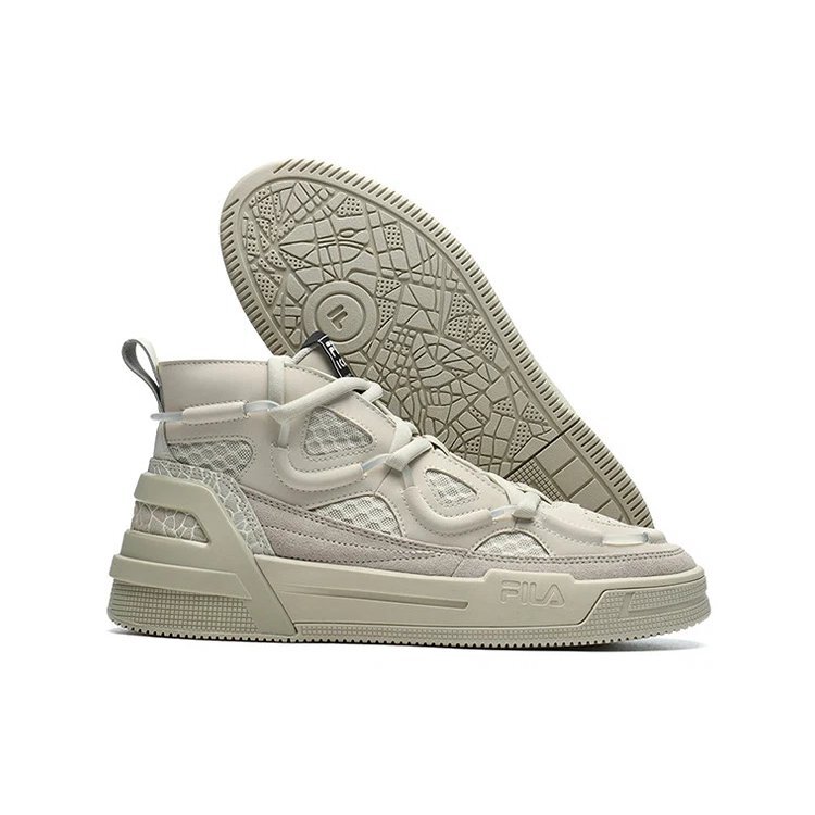 Hohe Retro-Basketballschuhe Grau