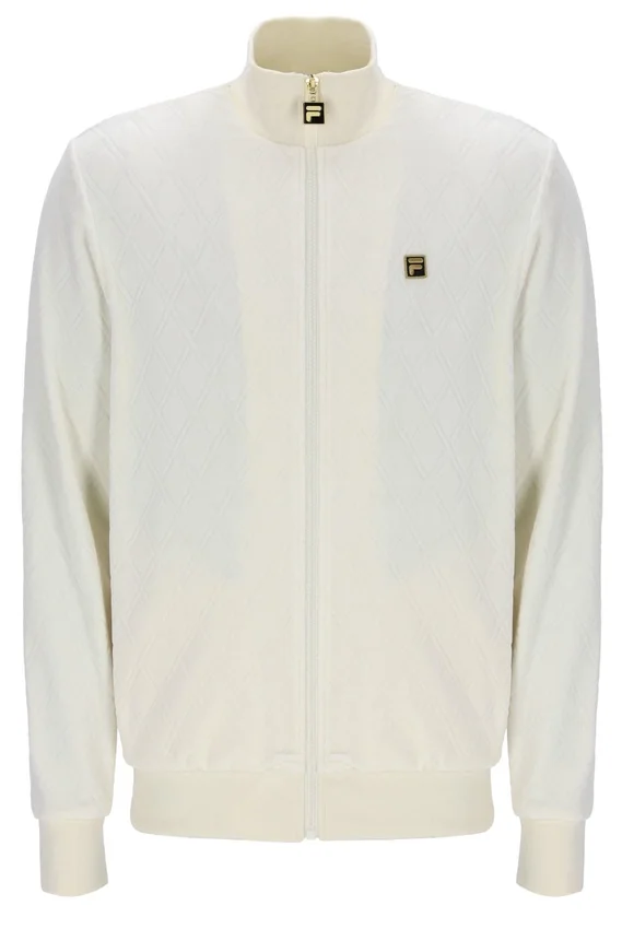 Jacke in Kokosmilch mit Hanay-Prägung und Rautenmuster