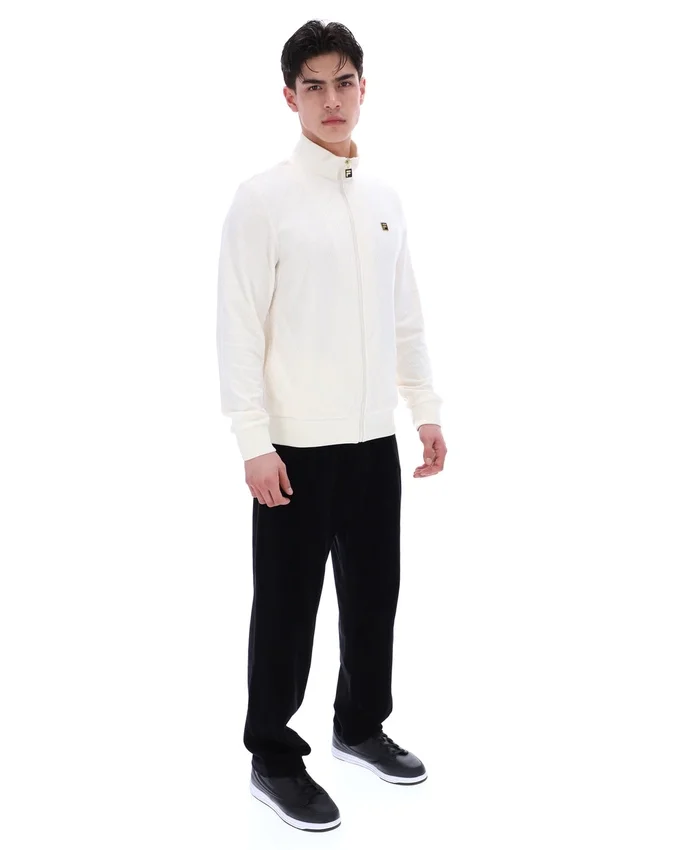 Jacke in Kokosmilch mit Hanay-Prägung und Rautenmuster