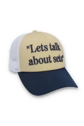 Klassische beige Addie Slogan Neopren-Kappe mit Mesh-Rückseite