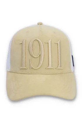 Klassische beige Hazza Large 1911 Kappe mit bestickter Netzrückseite