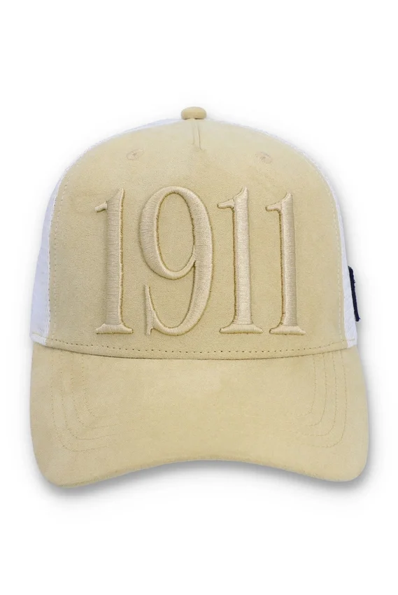 Klassische beige Hazza Large 1911 Kappe mit bestickter Netzrückseite