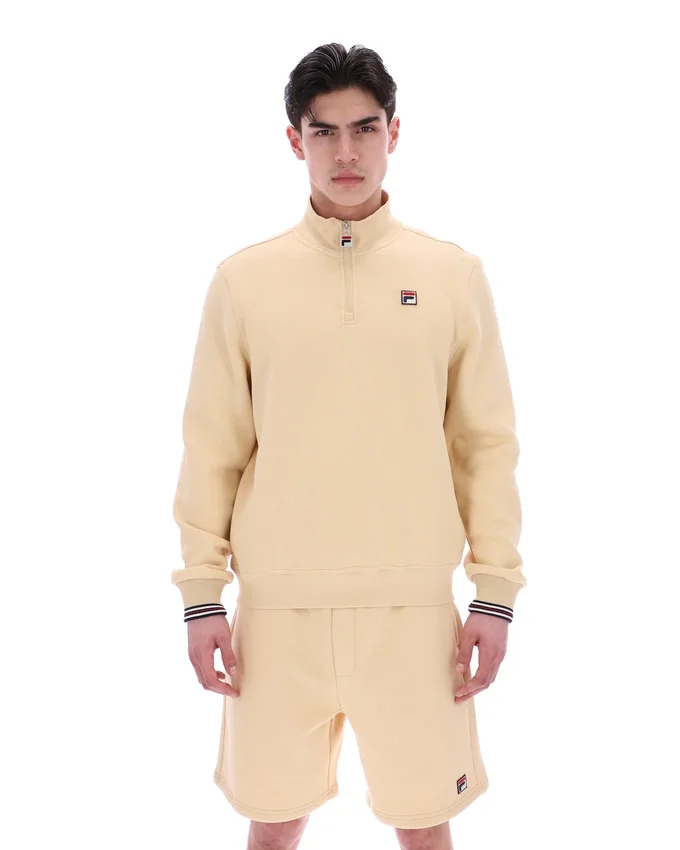 Klassischer beiger Ramy F-Box-Pullover mit 1/4-Reißverschluss