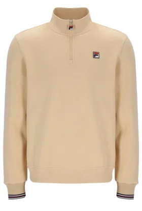 Klassischer beiger Ramy F-Box-Pullover mit 1/4-Reißverschluss