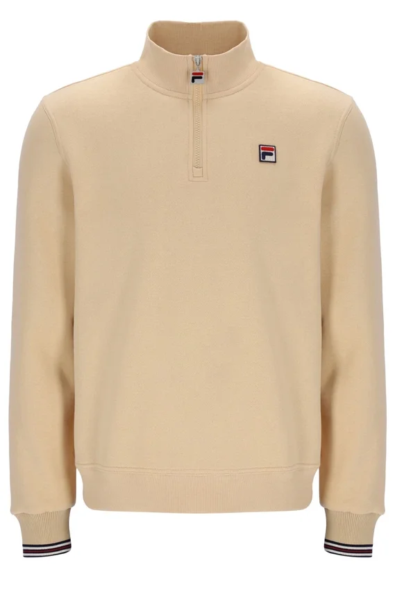Klassischer beiger Ramy F-Box-Pullover mit 1/4-Reißverschluss