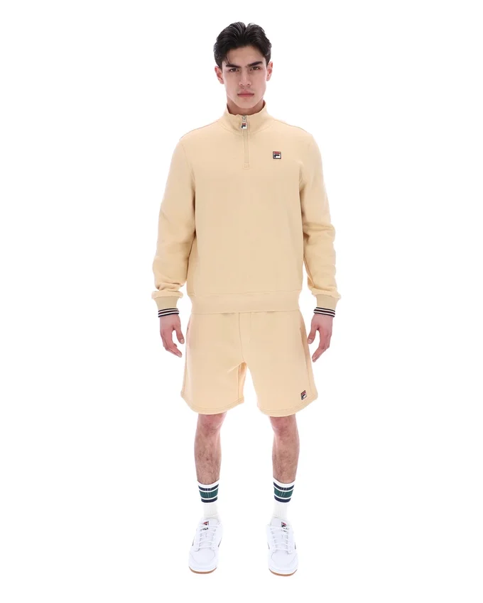 Klassischer beiger Ramy F-Box-Pullover mit 1/4-Reißverschluss