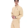 Klassischer beiger Ramy F-Box-Pullover mit 1/4-Reißverschluss