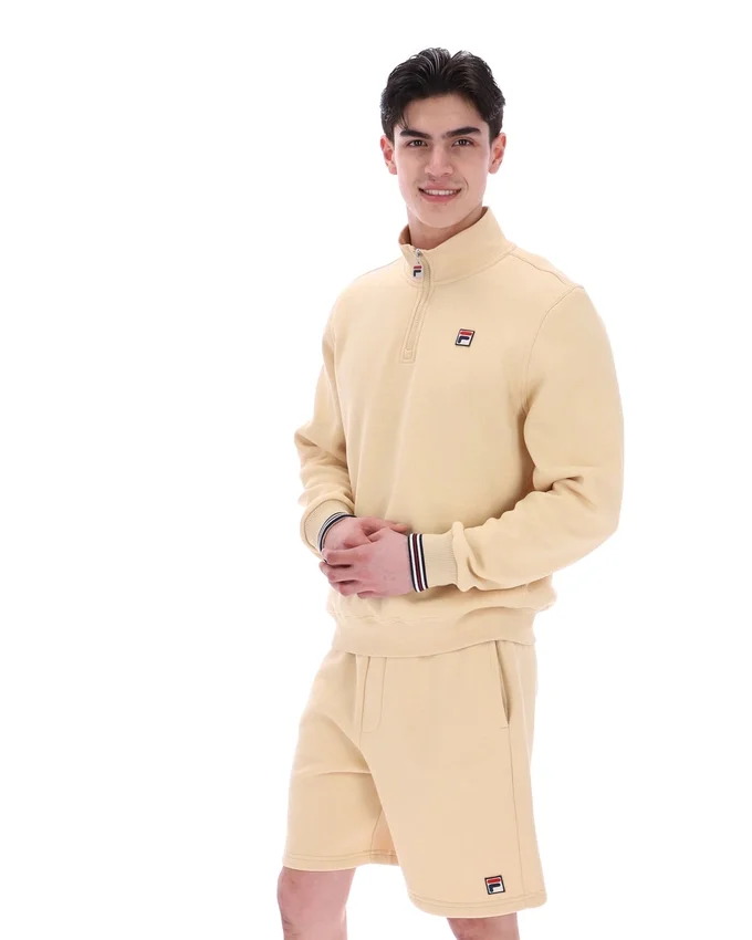 Klassischer beiger Ramy F-Box-Pullover mit 1/4-Reißverschluss