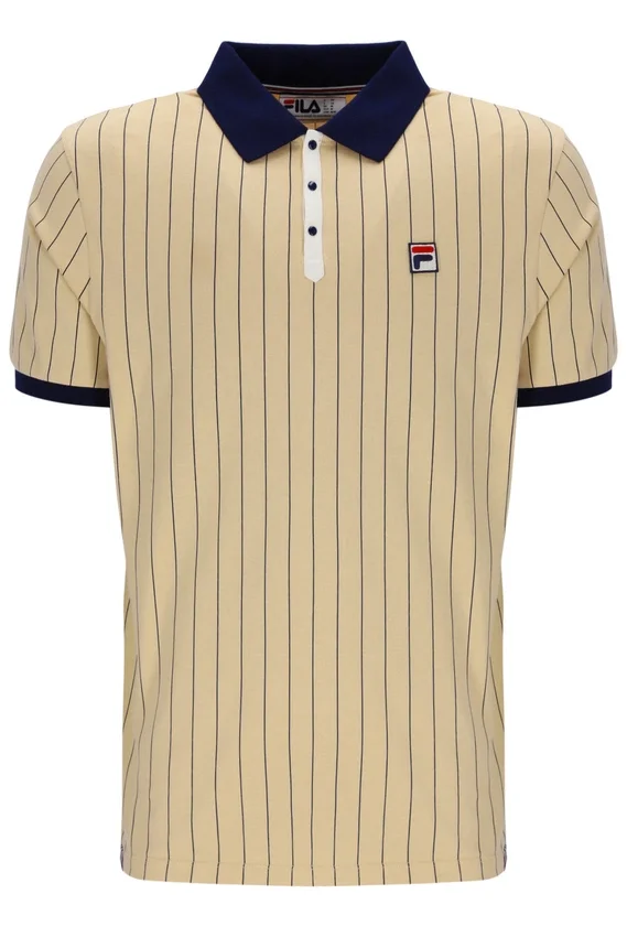 Klassisches Beige BB1 Classic Vintage gestreiftes Polohemd