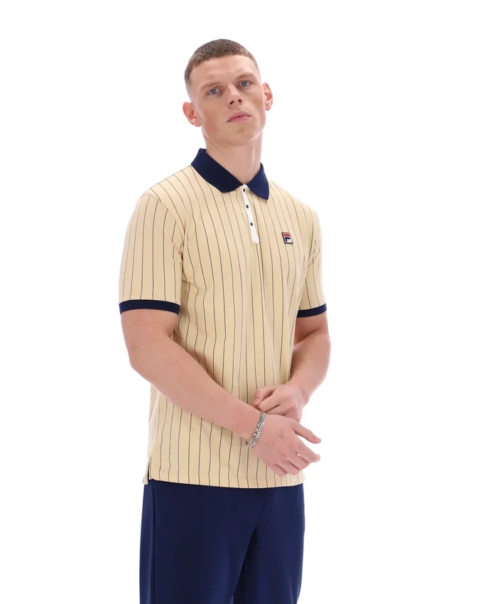 Klassisches Beige BB1 Classic Vintage gestreiftes Polohemd