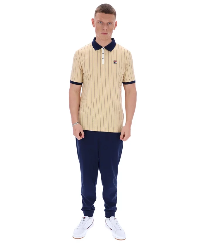 Klassisches Beige BB1 Classic Vintage gestreiftes Polohemd