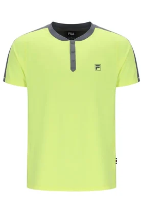 Lemon Herren-Tennis-T-Shirt mit Henry-Ausschnitt