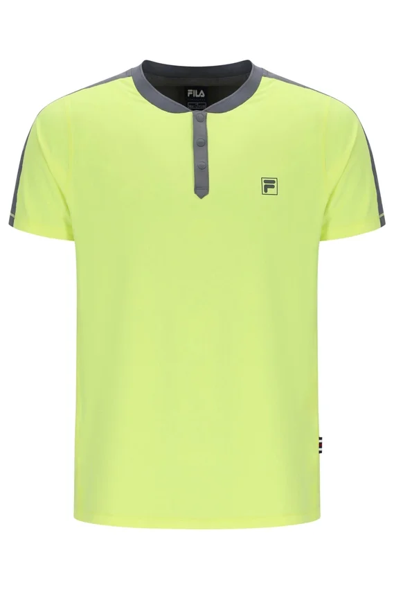 Lemon Herren-Tennis-T-Shirt mit Henry-Ausschnitt