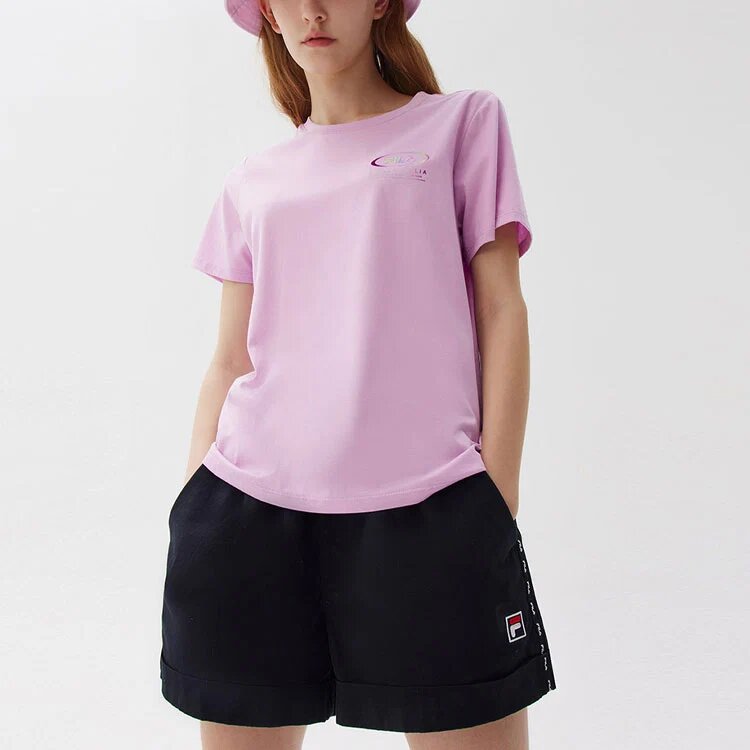 Logo-Aufdruck, lässig, sportlich, kurzärmelig, lila, Shorts