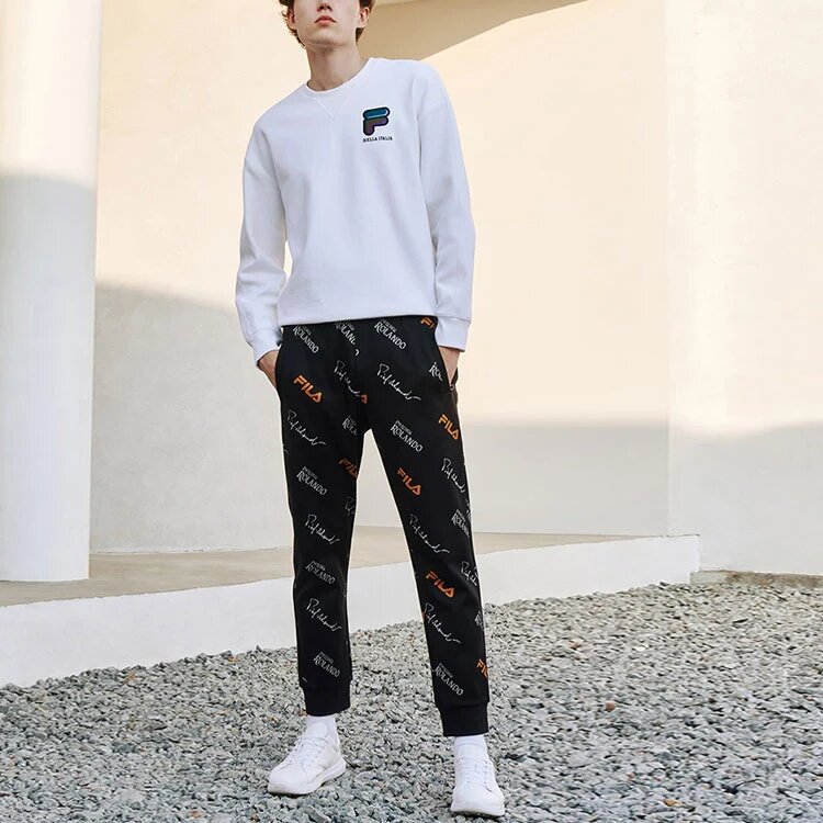 Lässige Strickhose mit Monogramm für Herren, schwarz