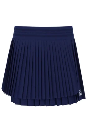 Marineblauer Plissee-Wickel-Tennisrock für Damen