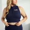 Marineblaues Fila x TALA SKINLUXE Crop-Top mit Reißverschluss