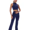 Marineblaues Fila x TALA SKINLUXE Crop-Top mit Reißverschluss