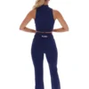 Marineblaues Fila x TALA SKINLUXE Crop-Top mit Reißverschluss