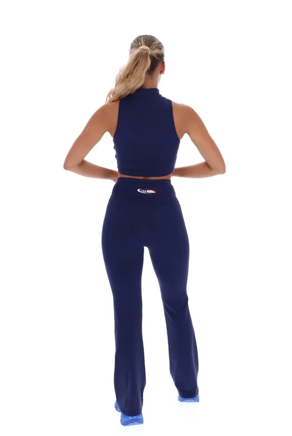 Marineblaues Fila x TALA SKINLUXE Crop-Top mit Reißverschluss