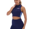 Marineblaues Fila x TALA SKINLUXE Crop-Top mit Reißverschluss