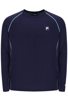 Marineblaues Herren-Tennis-T-Shirt mit langen Ärmeln