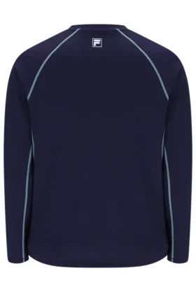 Marineblaues Herren-Tennis-T-Shirt mit langen Ärmeln
