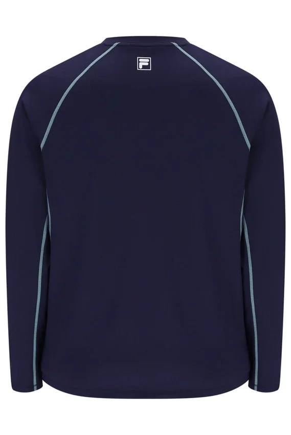 Marineblaues Herren-Tennis-T-Shirt mit langen Ärmeln