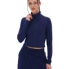 Marineblaues, kurzes Heidi-Rollkragen-Top