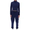 Marineblaues, kurzes Heidi-Rollkragen-Top