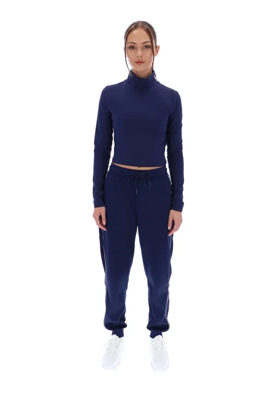 Marineblaues, kurzes Heidi-Rollkragen-Top