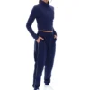 Marineblaues, kurzes Heidi-Rollkragen-Top