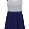 Marineblaues Mesh-Jersey-Kleid für Damen mit integrierten Shorts