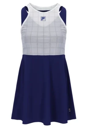Marineblaues Mesh-Jersey-Kleid für Damen mit integrierten Shorts