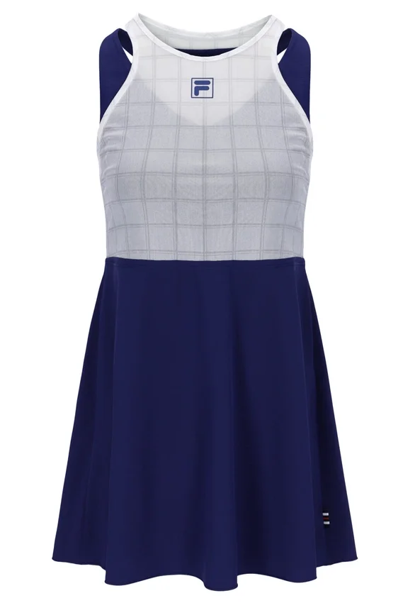 Marineblaues Mesh-Jersey-Kleid für Damen mit integrierten Shorts