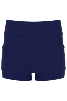 Marineblaues Mesh-Jersey-Kleid für Damen mit integrierten Shorts